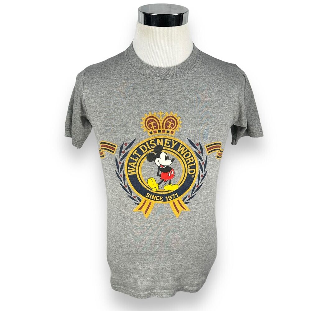 Vintage Walt‎ Disney World T-Shirt Mens Small Heather Gray USA 90s Tee Graphic